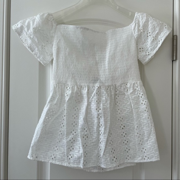 NWT LOFT Back Bow Smoked White Eyelet Top XS - Picture 4 of 8